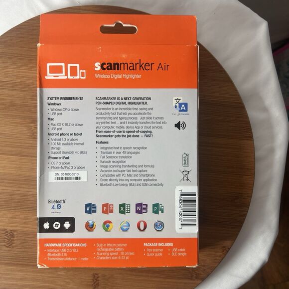 Scanmarker Air Pen Scanner Wireless Digital Highlighter and Reader Bluetooth New - Picture 2 of 4